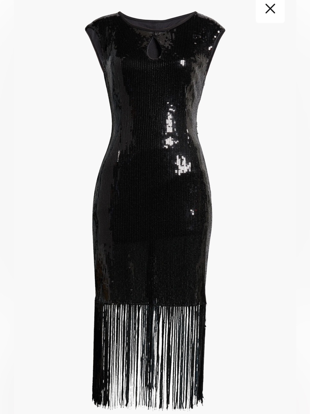 KYHLE SEQUIN FRINGE HEM COCKTAIL DRESS IN BLACK